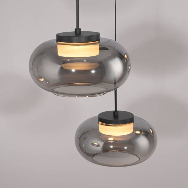 LED-Pendelleuchte Sia - Rauchglas / Eisen - Flammenanzahl: 5