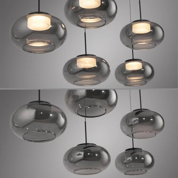 LED-Pendelleuchte Sia - Rauchglas / Eisen - Flammenanzahl: 5