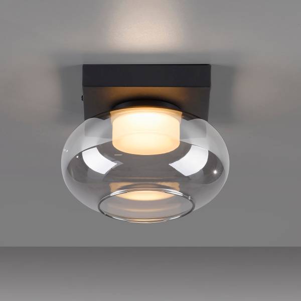 LED-Deckenleuchte Sia - Rauchglas / Eisen - 1-flammig