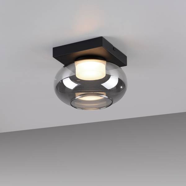 LED-Deckenleuchte Sia - Rauchglas / Eisen - 1-flammig