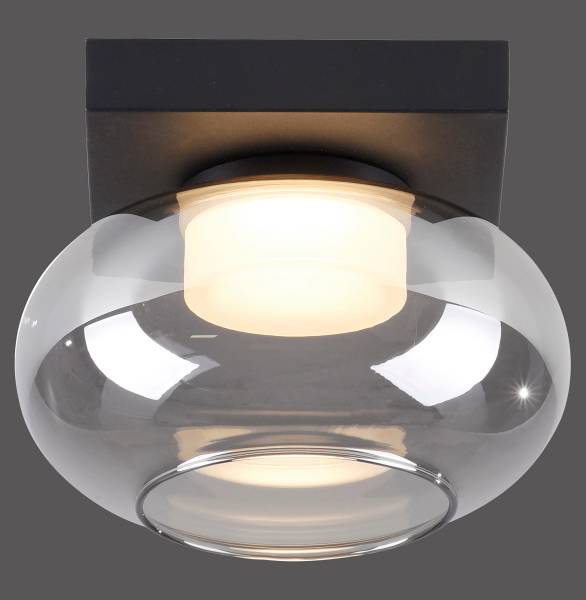LED-Deckenleuchte Sia - Rauchglas / Eisen - 1-flammig