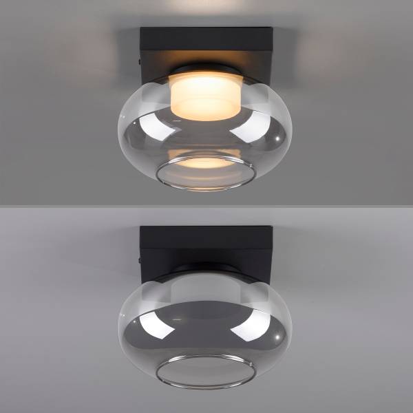 LED-Deckenleuchte Sia - Rauchglas / Eisen - 1-flammig