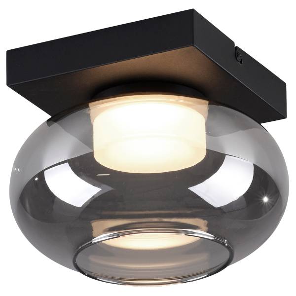 LED-Deckenleuchte Sia - Rauchglas / Eisen - 1-flammig