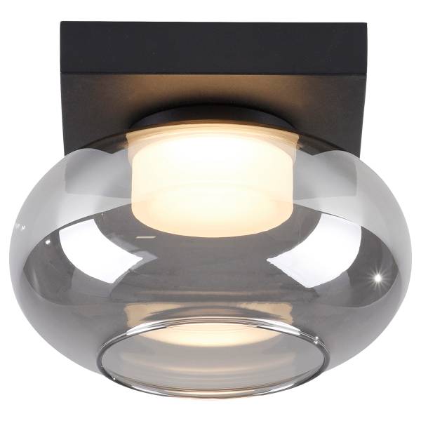 LED-Deckenleuchte Sia - Rauchglas / Eisen - 1-flammig
