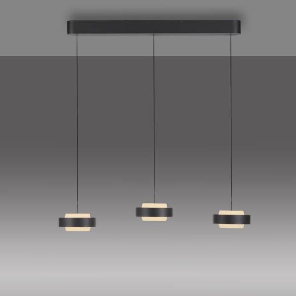 LED-Pendelleuchte Elmo - Acrylglas / Aluminiumguss - Schwarz - Flammenanzahl: 3