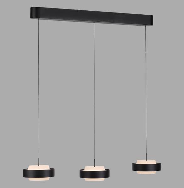 LED-Pendelleuchte Elmo - Acrylglas / Aluminiumguss - Schwarz - Flammenanzahl: 3