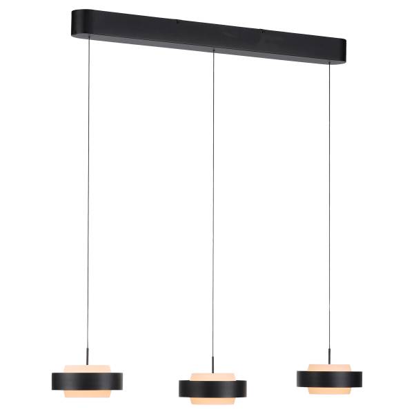 LED-Pendelleuchte Elmo - Acrylglas / Aluminiumguss - Schwarz - Flammenanzahl: 3
