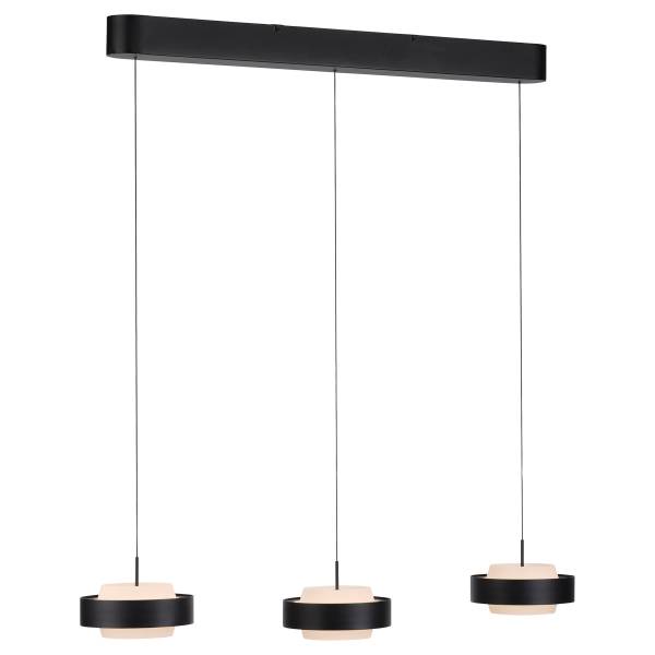 LED-Pendelleuchte Elmo - Acrylglas / Aluminiumguss - Schwarz - Flammenanzahl: 3