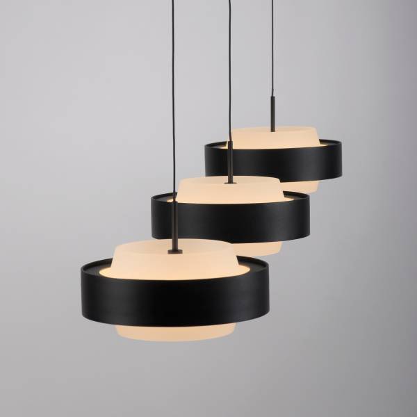LED-Pendelleuchte Elmo - Acrylglas / Aluminiumguss - Schwarz - Flammenanzahl: 3