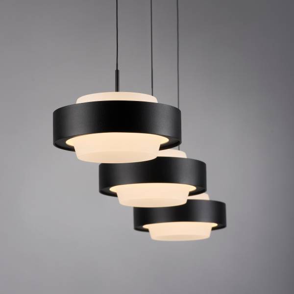 LED-Pendelleuchte Elmo - Acrylglas / Aluminiumguss - Schwarz - Flammenanzahl: 3