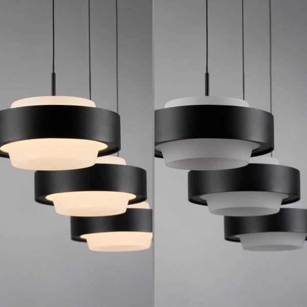LED-Pendelleuchte Elmo - Acrylglas / Aluminiumguss - Schwarz - Flammenanzahl: 3