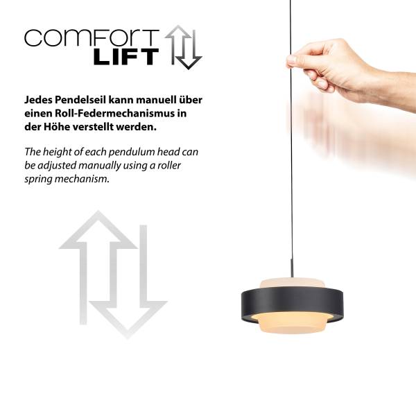 LED-Pendelleuchte Elmo - Acrylglas / Aluminiumguss - Schwarz - Flammenanzahl: 3