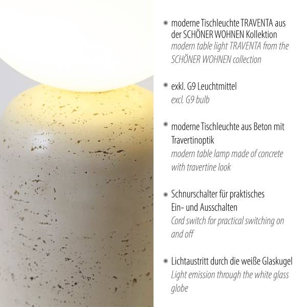 Tischleuchte Traventa - Beton / Eisen - 1-flammig