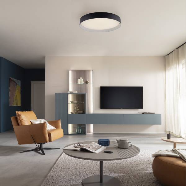 LED-Deckenleuchte Tavoli - Acrylglas / Eisen - 1-flammig - Schwarz - Durchmesser: 49 cm