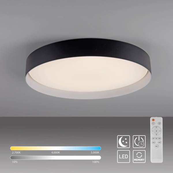 LED-Deckenleuchte Tavoli - Acrylglas / Eisen - 1-flammig - Schwarz - Durchmesser: 49 cm