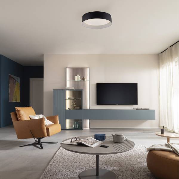 LED-Deckenleuchte Tavoli - Acrylglas / Eisen - 1-flammig - Schwarz - Durchmesser: 29 cm