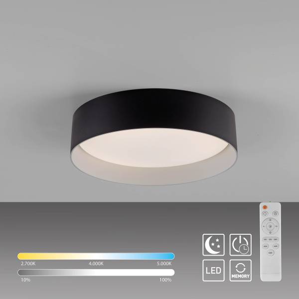 LED-Deckenleuchte Tavoli - Acrylglas / Eisen - 1-flammig - Schwarz - Durchmesser: 29 cm
