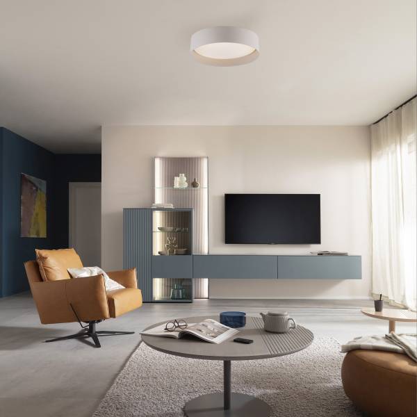 LED-Deckenleuchte Tavoli - Acrylglas / Eisen - 1-flammig - Beige - Durchmesser: 29 cm