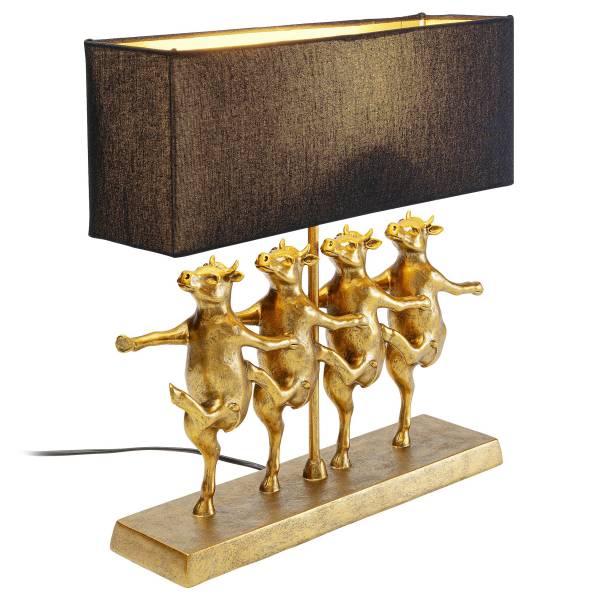 Tischleuchte Dancing Cows - Leinen / Polyresin - 1-flammig