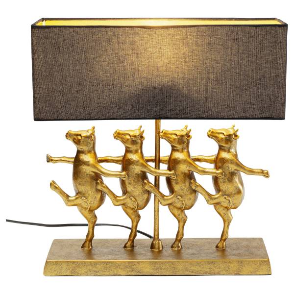 Tischleuchte Dancing Cows - Leinen / Polyresin - 1-flammig