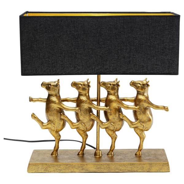 Tischleuchte Dancing Cows - Leinen / Polyresin - 1-flammig