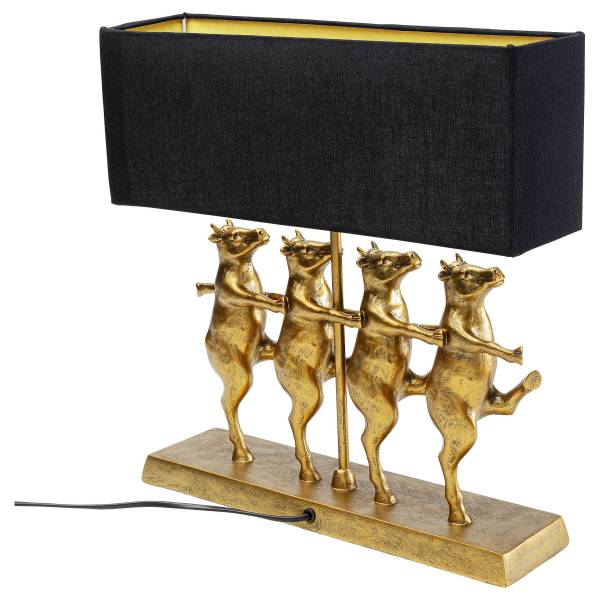 Tischleuchte Dancing Cows - Leinen / Polyresin - 1-flammig