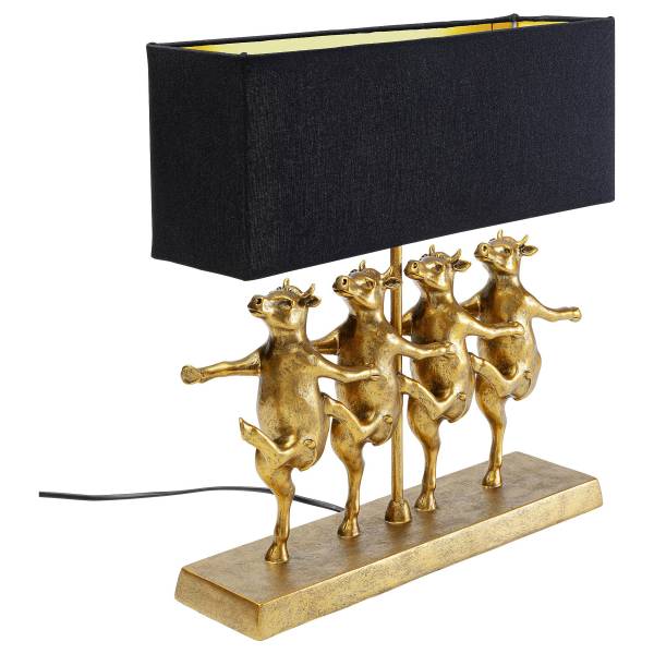 Tischleuchte Dancing Cows - Leinen / Polyresin - 1-flammig