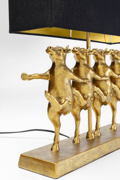 Tischleuchte Dancing Cows - Leinen / Polyresin - 1-flammig
