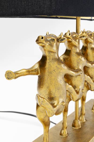 Tischleuchte Dancing Cows - Leinen / Polyresin - 1-flammig