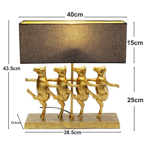 Tischleuchte Dancing Cows - Leinen / Polyresin - 1-flammig