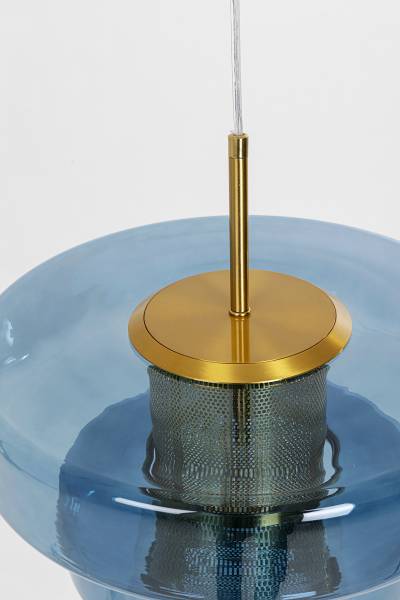 Pendelleuchte Arcadia - Farbglas / Stahl - 1-flammig - Blau