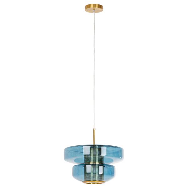 Pendelleuchte Arcadia - Farbglas / Stahl - 1-flammig - Blau