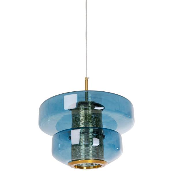 Pendelleuchte Arcadia - Farbglas / Stahl - 1-flammig - Blau