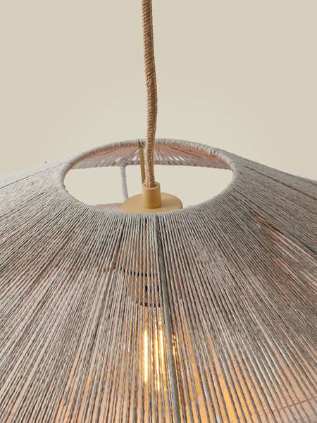 Pendelleuchte Lumbini - Bambus / Eisen - 1-flammig - Grau - Durchmesser: 50 cm