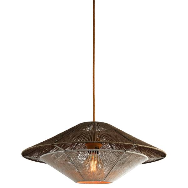 Pendelleuchte Lumbini - Bambus / Eisen - 1-flammig - Grau - Durchmesser: 50 cm
