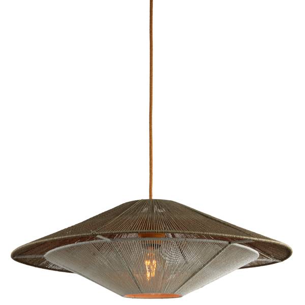 Pendelleuchte Lumbini - Bambus / Eisen - 1-flammig - Grau - Durchmesser: 50 cm