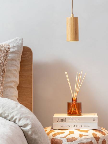 Pendelleuchte Java - Bambus / Eisen - 1-flammig - Beige
