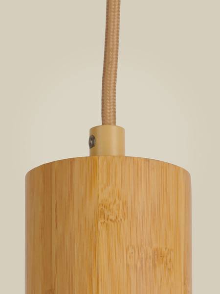 Pendelleuchte Java - Bambus / Eisen - 1-flammig - Beige