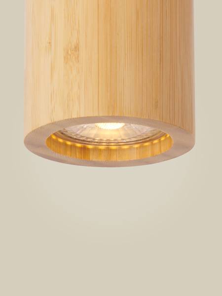 Pendelleuchte Java - Bambus / Eisen - 1-flammig - Beige