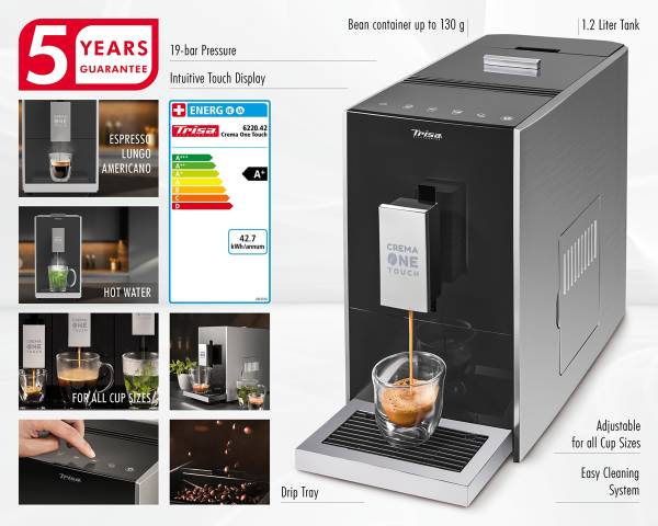 Kaffeevollautomat Crema One Touch - Schwarz - ABS - 18 x 43 x 32 cm