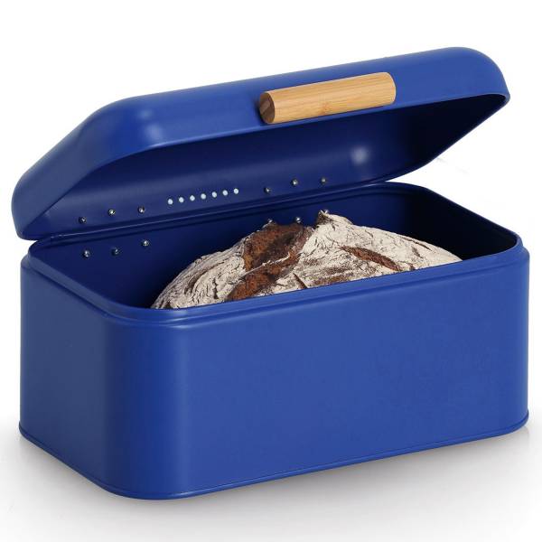 Brotkasten Puins - Stahl / Bambus - Blau - Blau - 21 x 31 cm