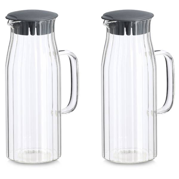 Glaskaraffe Wanau 2er-Set - Kunststoff / glas - Anthrazit
