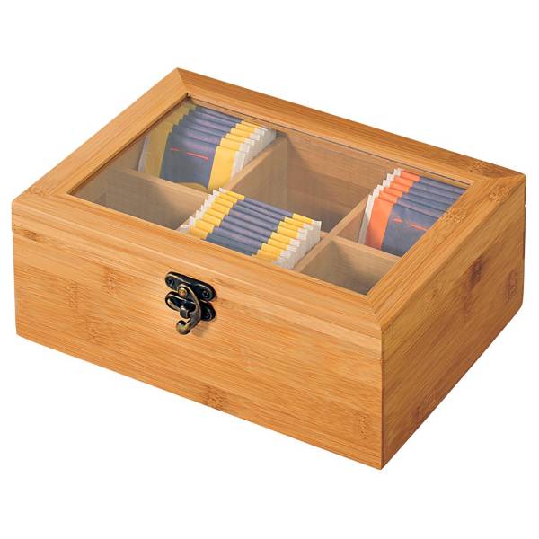 Teebox Serau - Braun - Bambus - 22 x 9 x 16 cm