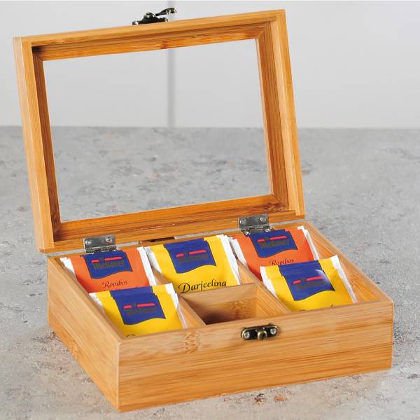 Teebox Serau - Braun - Bambus - 22 x 9 x 16 cm