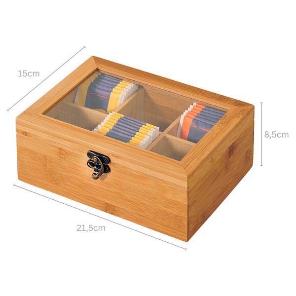 Teebox Serau - Braun - Bambus - 22 x 9 x 16 cm