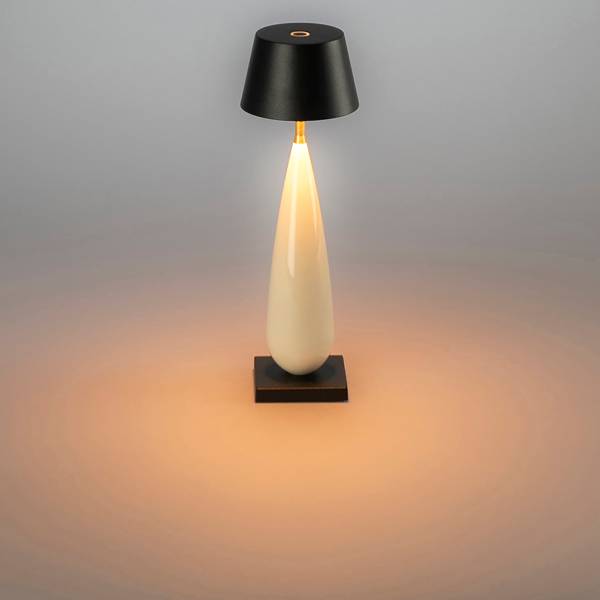USB-LED-Tischleuchte Frejus - Aluminium - Schwarz / Beige - 1-flammig