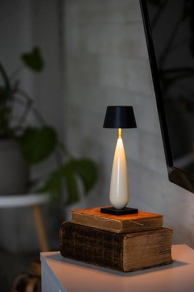 USB-LED-Tischleuchte Frejus - Aluminium - Schwarz / Beige - 1-flammig