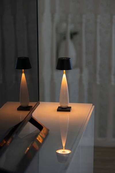 USB-LED-Tischleuchte Frejus - Aluminium - Schwarz / Beige - 1-flammig