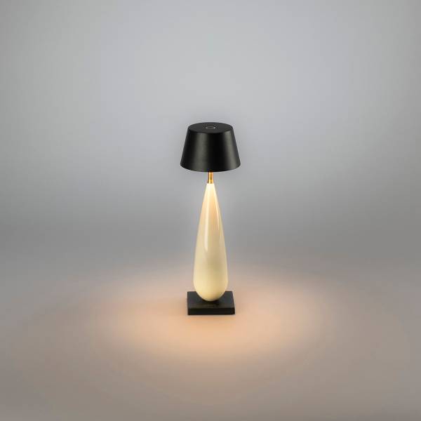 USB-LED-Tischleuchte Frejus - Aluminium - Schwarz / Beige - 1-flammig