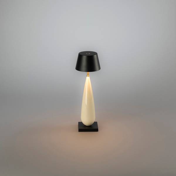 USB-LED-Tischleuchte Frejus - Aluminium - Schwarz / Beige - 1-flammig